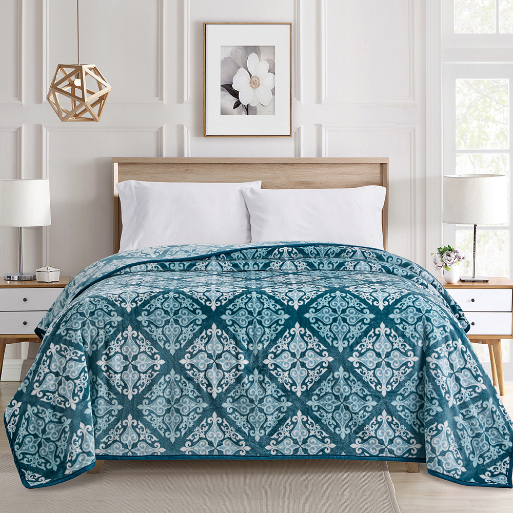 Manta estampada de franela para cama doble Impresión de patrón simple